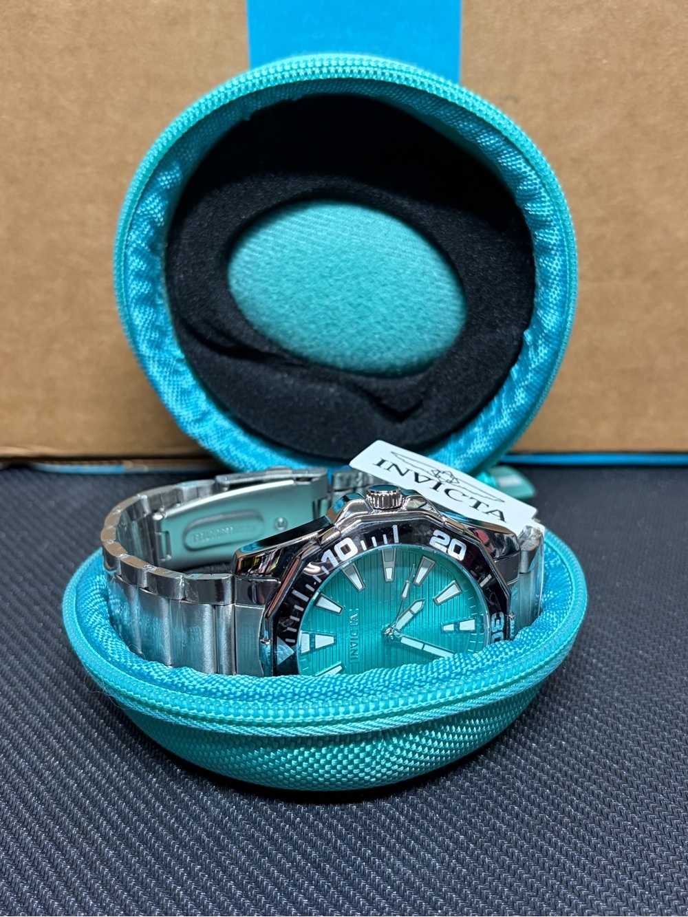 Invicta Pro Diver Meridian 001-GA-M-100 46mm Mens Watch Aqua Dial Bundle - Picture 2 of 5